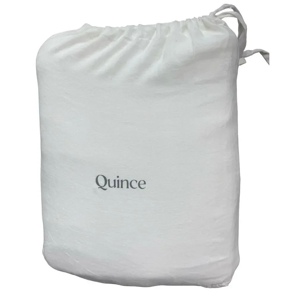Quince European Linen Piped Duvet Cover Full Queen White Cherry NWOT Linen